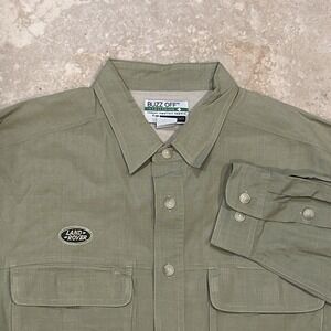 Exofficio Buzz Off Insect Shield Men XL Aloe Green Land Rover Long Sleeve Button